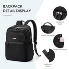 Hiking Travel Backpack for Women Casual Business Weekender Multilayer Laptop Bag (A-black / 16 Inch)
