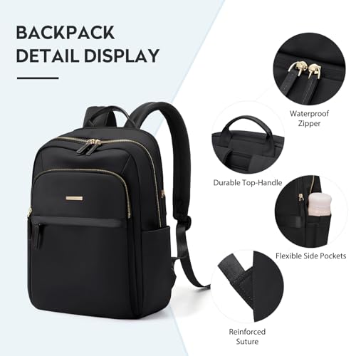 Hiking Travel Backpack for Women Casual Business Weekender Multilayer Laptop Bag (A-black / 16 Inch)