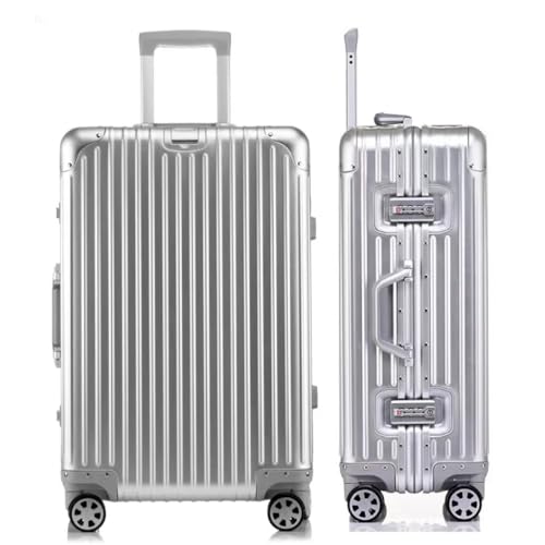 24 Inch All Aluminum Checked In Luggage with Wheels (Silver / Checked in 24inch)