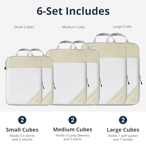 Compression Packing Cubes 6 Set (Beige / 6 pcs)