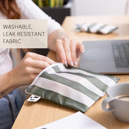 Roamio Reusable Sandwich and Snack Bags (D2 Grn Stipe & Multi Check-Lg)