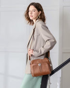 Genuine Leather Crossbody Bags for Women Travel Wallet Purse Brown (Cognac Brown)