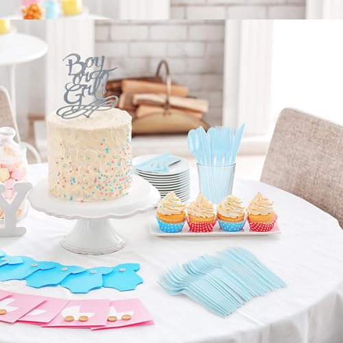90 Pieces Light Blue Plastic Cutlery Set (Light Blue)