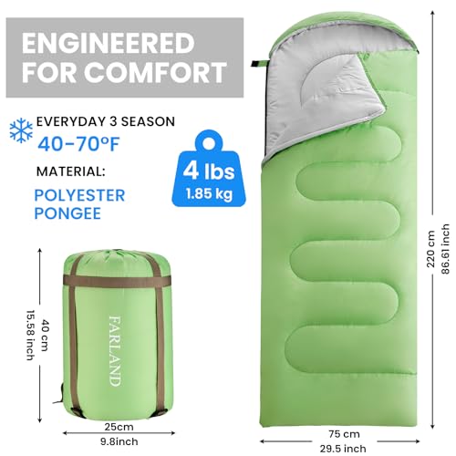 Sleeping Bag for Adults (Green / 87"x29.5")