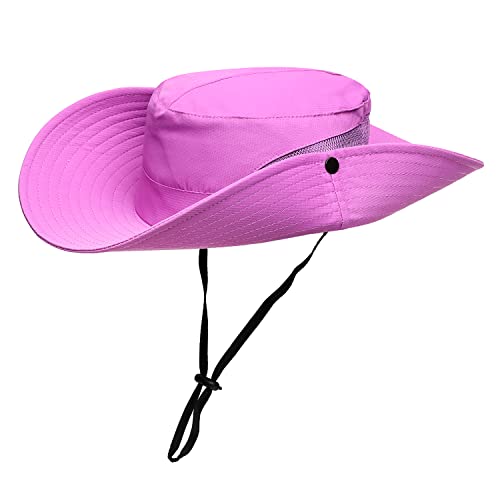 Womens Summer Sun Hat Beach Hat Wide Brim Outdoor UV Protection Hat Foldable Cool Mesh Ponytail Bucket Hat (6-7 / Pure Purple)