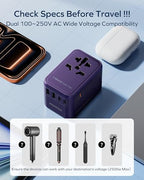70W GaN Universal Travel Adapter (70W / Purple)