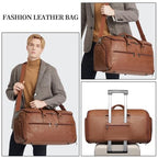 Garment Bag with Shoe Pouch Carry On Convertible Travel Duffel Bag for Men Women (Brown / Travel)