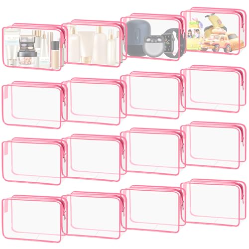 16 Piece Makeup Bags (16pcs Pink M)
