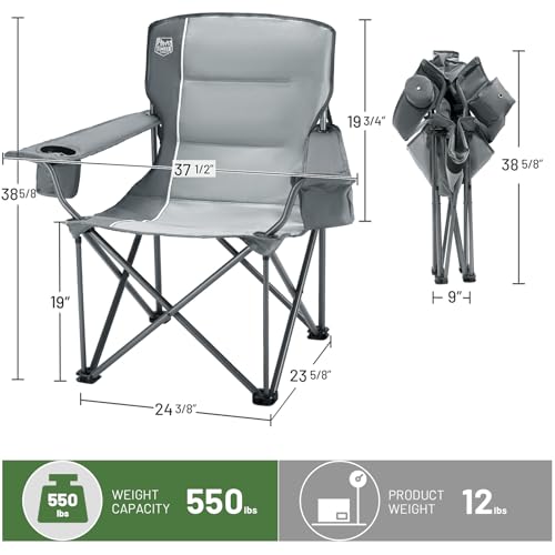 2 Pack Oversized Folding Camping Chair for Adults (Grey-2 Pack)