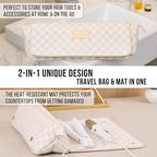 Hair Tools Travel Bag and Heat Resistant Mat 17" Checkered (Checkered Peach)