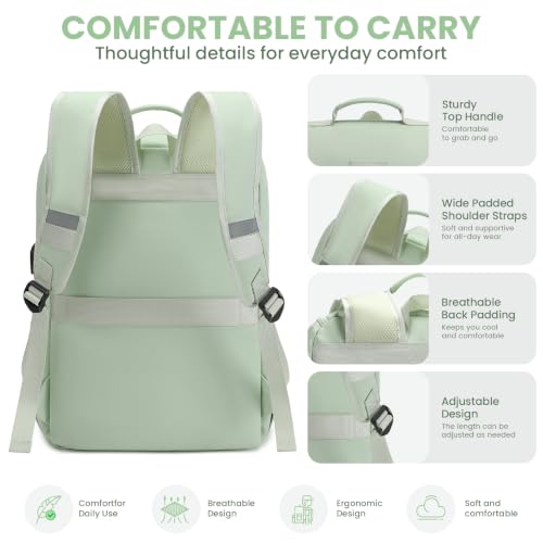 Vintage Backpack Travel Laptop Backpack with usb Charging Port for Women & Men College Backpack Fits 15.6 Inch Laptop Light Green (Ligth Green)