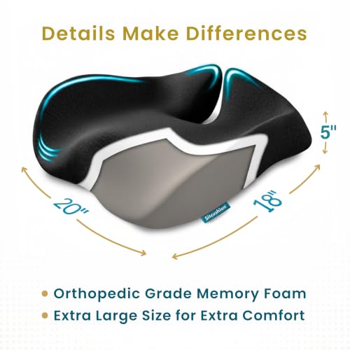 Office Chair Cushion for Back & Tailbone (Black)