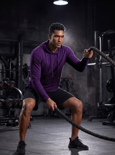 Mens Fashion Athletic Hoodies Sport Sweatshirt Solid Color Fleece Pullover Purple (Medium / Purple)