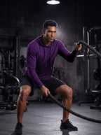 Mens Fashion Athletic Hoodies Sport Sweatshirt Solid Color Fleece Pullover Purple (Medium / Purple)