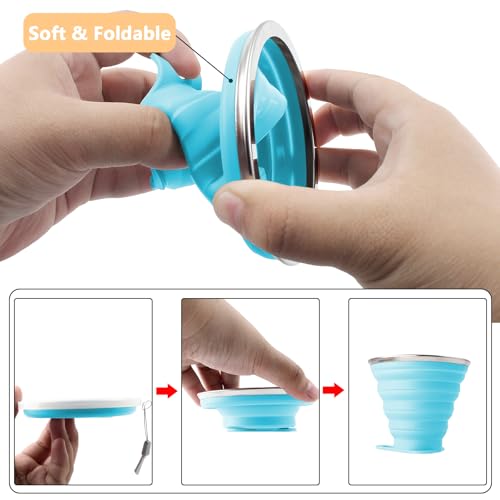 4 Pack Silica gel Collapsible Travel Cup 270ml (Yellow & Orange & Blue & Green)