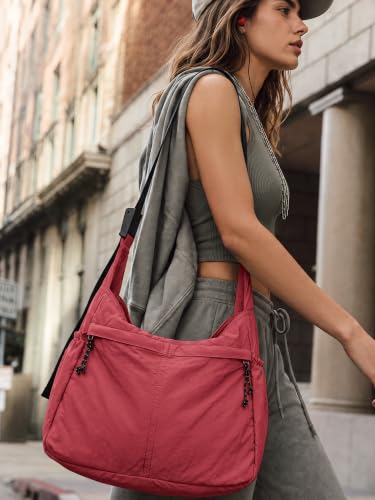 20L Crossbody Tote Bag Large Capacity Lightweight Hobo Shoulder Sling Bags for Gym Shopping Beach Travel (Jester Red)