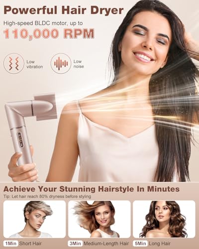 7-in-1 Air Multi-Styler & Hair Dryer Brush with Auto-Wrap Curlers (Pink)