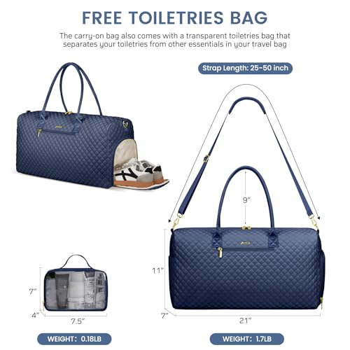 Women Weekender Travel Duffle Bag (25-Navy Blue Basic / Large)