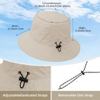Waterproof Bucket Hats for Woman UPF 50+ Sun Hat Beige (Beige)