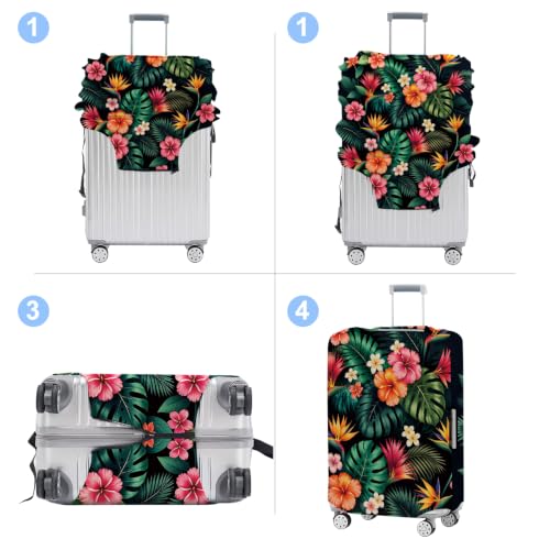 Tropical Flowers Luggage Cover Washable Suitcase Protector Anti (Tropical Flowers / M(24-26inch suitcase))