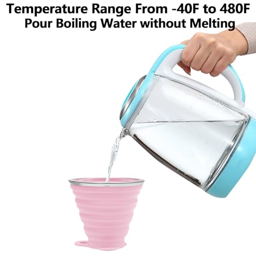 2 Pack Silica gel Collapsible Travel Cup 270ml (Pink & Green)