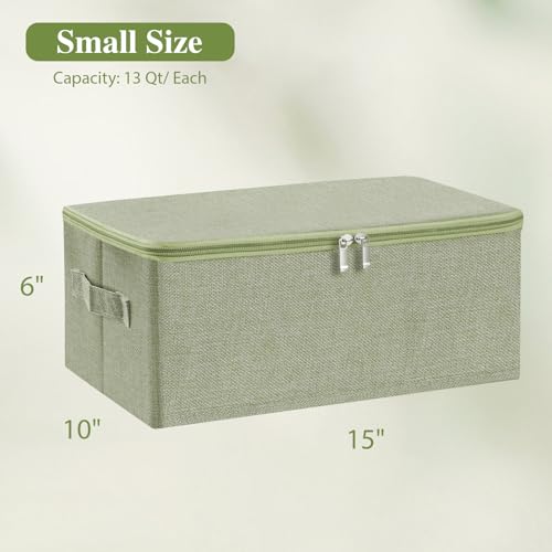 Fabric Storage Bins with Zipper Lids (Green / Small (Pack of 2))