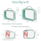 Clear Makeup Bag Travel (01-2 Green / Fashion/Texture Series (1 Large 1 Medium))
