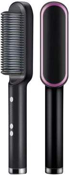 Professional Hair Straightener Comb, Beard Straightener Brush, Ceramic Plate Electric Hair Straightening Brush for Salon Results, Heating Hair Straightener, Heated Electric Comb (Black)