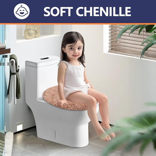 Microfiber Elongated Toilet Seat Cover 19.5"x 15" Machine Washable (Blush Pink / Elongated)