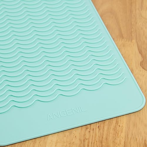 Travel Flat Iron Hair Straightener Large Pad Heat Mat for Curling Iron Silicone Sleeve Mat (Green)