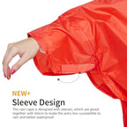 Hooded Rain Poncho for Adult with Pocket Waterproof Lightweight Unisex Raincoat for Hiking Camping Emergency (Large / Red)