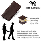 Leather Checkbook Cover Wallet for Men with RFID Blocking (Coffee)