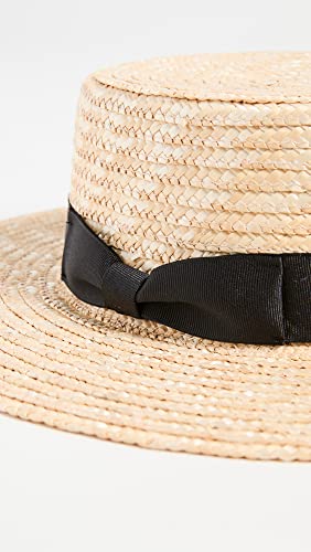Women's Spencer Straw Boater Hat (Medium / Natural/Black)