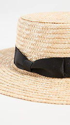 Women's Spencer Straw Boater Hat (Small / Natural/Black)