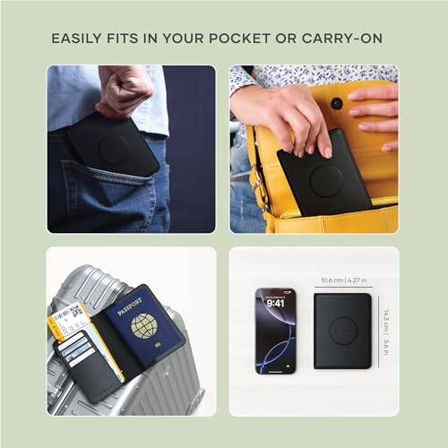 Passport Holder with Find My Tracking (Black)