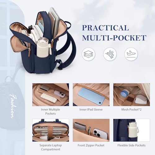 Travel Backpack for Women Personal Carry On Bag Business Weekender Hiking Multilayer Laptop Bag (Upgrade-navy Blue / 16 Inch)