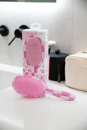 Checkered Hair Brush Detangler (Pink Checkered)