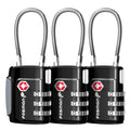 TSA Approved Cable Luggage Locks (3 Digit black 3 pack)
