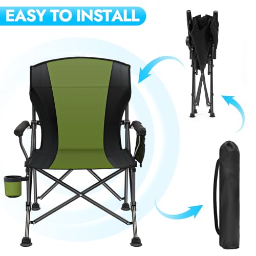 2 Pack Camping Chairs for Adults (Green-black / Twin Pack)