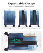Expandable Carry On Luggage 22x14x9 Airline Approved (Expandable Carry On 20 Inch / Gradient blue)