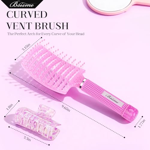 Hair Brush with Hair Clips (Pinkish Purple)