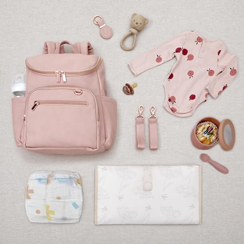 Hannah & Sophia Ready to Roam Diaper Backpack (Medium / Rose Pink)