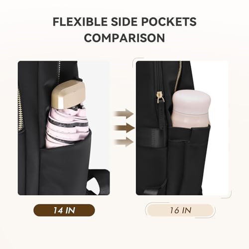 Laptop Backpack for Women Travel Work Commute Casual Daypack Backpack Purse Computer Bags Fit 14 Inch Notebook (Regular-black / 14 Inch)