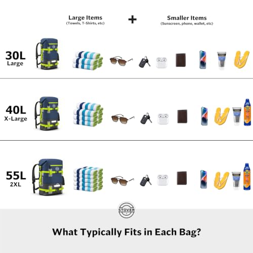 30/40/55L Waterproof Dry Backpack & Phone Case- X-Large Floating Dry Bag for Kayaking, Travel, Hiking, Fishing, Camping, Motorcycles & Beach, Heavy-Duty Roll Top Men/Women (Black) (Black / 40L)