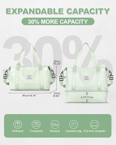 Large Travel Duffle Bag Carry On Weekender Bags for Women Men 18x14x8 Gym (A86-mintgreen / X-large)