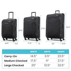 4 KIX 2.0 Softside Expandable Luggage with Spinners (3-Piece Set (Carry on/Medium/Large) / Black)