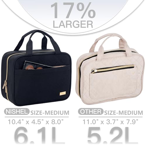 Travel Toiletry Bag for women (Medium / Black)
