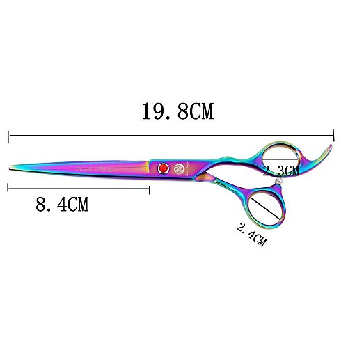7" Dog Grooming Scissors Set with Rhinestone Accent (Rainbow)