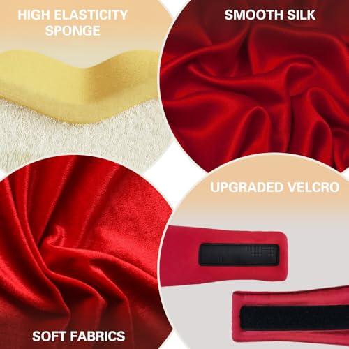 Sleep Mask Bluetooth 5.4 Headphones Soft Wireless Headband Eye Mask Blackout with Microphone (Red)