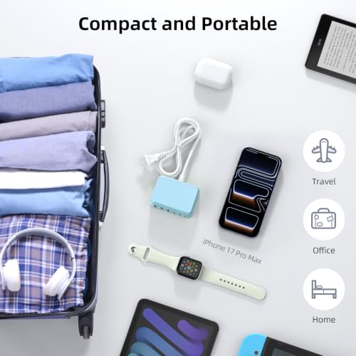 100W 6 in 1 USB Charger (Light Blue)